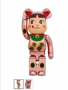 【新品未開封】ベアブリック BE@RBRICK 招き猫　ペコちゃん　金運ダブル小判　桃金メッキ　1000% MEDICOM TOY フィギュア 輸送箱入り　1円