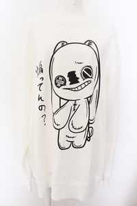 NieR Clothing / BIGサイズトレーナー【煽ってんの？】 2XL ホワイト O-24-07-08-1053-PU-TO-IG-ZI