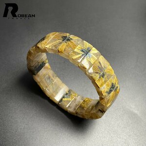 逸品EU製 定価13万円★ROBEAN・太陽花タイチンルチルバングル★黄金針水晶 ゴールド ブレスレット パワーストーン 14.8*8.8*6.1mm M1114459