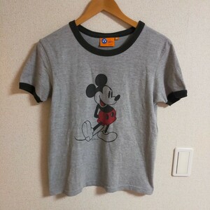 BEAMS DISNEY ビームス ディズニー コラボTシャツ ミッキー リンガーT 半袖 XS グレー