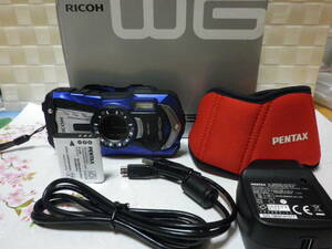 オマケ多数　【美品】　RICOH WG-40w Blue　箱・取説・保証書(リコーイメージングオンラインショップ押印済)　売切り10000円スタート