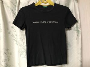 美品 ベネトン 黒色 ブラック 半袖 Tシャツ レディース カットソー トップス Mサイズ