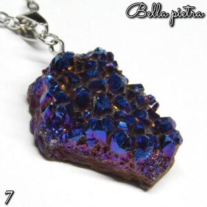 高品質★ドゥルージー・カルセドニーネックレス ペンダントトップ＋チェーンセット パワーストーン ブルー druzy 天然石 結晶 青 7