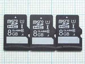 ★micro SDHC メモリーカード ８GB ３枚 中古★送料８５円・１８５円