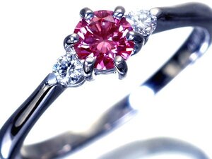 【ジュエリー極】CGL鑑付 超希少ラボグロウンピンクダイヤモンド0.328ct 合成ダイヤ 高級Pt999リング h5945igv【送料無料】