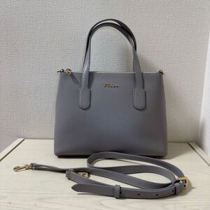 【新品同様】FURLA フルラ 2way トートバッグ グレー　ショルダーバッグ ハンドバッグ