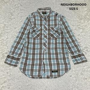 春夏 NEIGHBORHOOD ネイバーフッド ESTABLISH CHECK/C-SHIRT 七分袖 チェック BDシャツ ボタンダウン サイズS ブラウン系