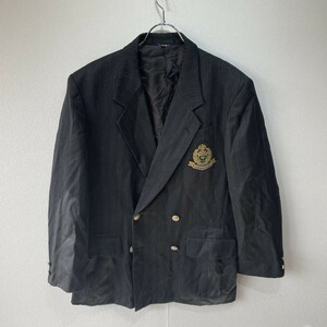 東京メトログループ　スーツジャケット　上着　ストライプ　黒／ 灰　金ボタン　メンズ2XL～3XL　大きいサイズ　コレクター放出品　G1434