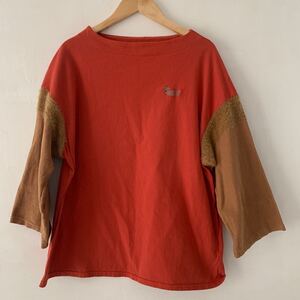 グラニフ　七部袖　カットソー　Tシャツ　コットン　フェザー　朱色　フリーサイズ