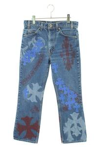 クロムハーツ Chrome Hearts リーバイス STENCIL DENIM ステンシル 31インチ ペイントデザインクロスパッチ付きデニムパンツ 中古 GZ11