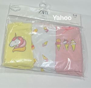 ZARA アンダーウエア　新品　5ー6 115cm 3枚セット　ユニコーン　kids キッズ　ショーツ　下着　女児　女の子　パンツ