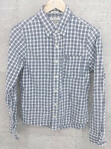 ◇ Abercrombie&Fitch アバクロンビー＆フィッチ ボタンダウンカラー 長袖 チェック シャツ S ネイビー ホワイト メンズ