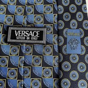 VERSACE （ヴェルサーチェ）ヴェルサーチ 紺青丸四角ネクタイ