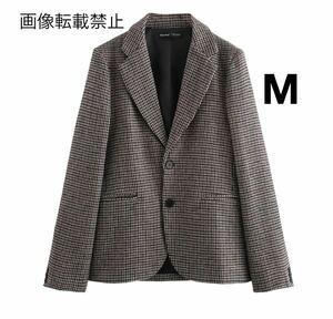 vintage ヴィンテージ レトロ 千鳥 チェック 柄 テーラードジャケット アウター Mサイズ レディース★ZARA 好きな方に★秋冬新作 新品★