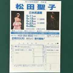 松田聖子　コンサートツアー　1988年 日本武道館　申し込み用紙　Ａ　希少