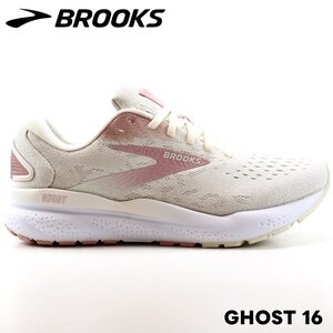 新品 未使用 ブルックス ランニングシューズ レディース 24.5cm BROOKS GHOST16 BRW4072 ホワイト/ピンク ゴースト16 ランニングシューズ