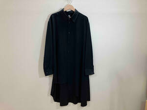 Ground Y GA-B24-500 ヨウジヤマモト CREPE de CHINE JUMBO ASYMME デザイン長袖シャツ ブラック 3