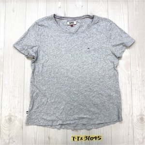 TOMMY JEANS トミージーンズ メンズ ロゴ刺繍 半袖Tシャツ 小さいサイズ XS 杢グレー