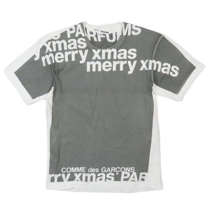 コムデギャルソンパルファム COMME des GARCONS PARFUMS ロゴ Tシャツ カットソー クルーネック merry Xmas メリークリスマス S グレー系