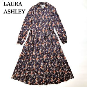 LAURA ASHLEY ローラアシュレイ ロングワンピース シャツワンピース 花柄 9 M レディース C112405-85