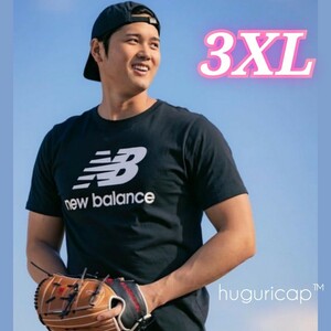 祝MVP ドジャース移籍 New Balance 大谷翔平選手CM着用 スタックドロゴショートスリーブTシャツ ブラック 稀少 US 2XL JP 3XL