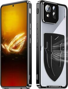 Rog phone 8用バンパー アルミ 半透明背面パネル付 放熱 ログフォン8 pro用ケース 金属フレーム 耐衝撃 Rog phone 8用メタルカバー