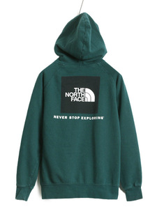 US企画 ノースフェイス 両面 プリント スウェット フード パーカー レディース М 古着 The North Face プルオーバー 裏起毛 トレーナー 緑