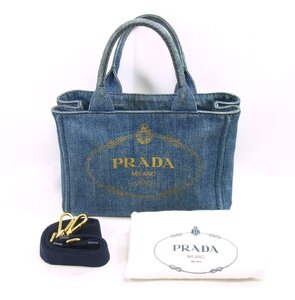 PRADA プラダ CANAPA カナパ 2WAY ハンドバッグ デニム ブルー 1BG439 三角ロゴプレート ショルダーバッグ 斜め掛け クロスボディ 付属あり