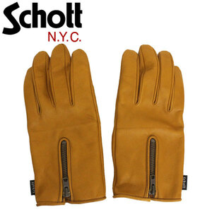 Schott (ショット) 3109075 3970027 ZIP LEATHE GLOVE ジップレザー グローブ 50(386)CAMEL 日本製 L