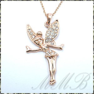 [PENDANT NECKLACE] Rose Gold Fairy ビューティフル ローズゴールド クリスタルCZ フェアリー ティンカーベル 妖精 ペンダント ネックレス