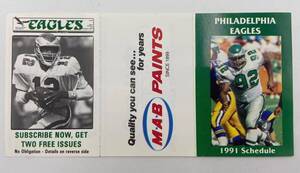 1991 Philadelphia Eagles Schedule Reggie White Randall Cunningham Unfolded 海外 即決