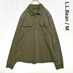 エルエルビーン　長袖シャツ　プルオーバー　ハーフジップ　アラガッシュ　Ｌ相当　カーキ　L.L.Bean 