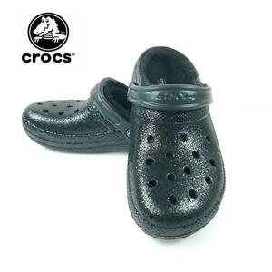 激レア 新品 crocs サンダル ボア ラメ グリッター ７ ブラック