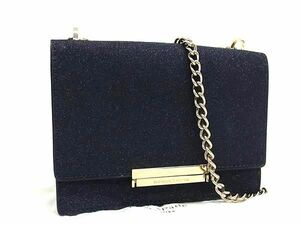 1円 ■美品■ kate spade ケイトスペード PXRU9436 グリッター チェーン クロスボディ ワンショルダーバッグ ネイビー系 FA8724