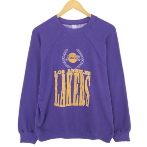 古着 ~90年代 NBA LOS ANGELES LAKERS ロサンゼルスレイカーズ プリントスウェットシャツ トレーナー メンズL相当 ヴィンテージ /eaa392556