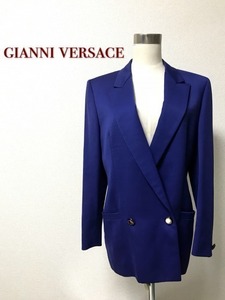 ★８０s～９０s ビンテージ★Gianni Versace ジャンニ・ヴェルサーチ★ジャケット★size 42★ウール★ブルー★ダブル★