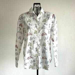 MAISON KITSUNE メゾンキツネ レディース #36 S 相当 長袖 スクーター柄 シャツ ホワイト 15366