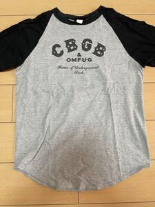 80sUSA製☆CBGB&OMFUG☆七分丈Tシャツ☆ベースボールシャツ☆グッドプリント☆甲本ヒロト☆ラモーンズ☆ニルヴァーナ☆オアシス☆ブラー☆