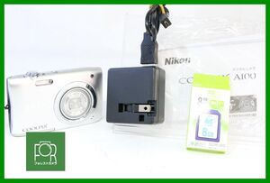 【動作保証・点検済】良品■到着後即使える■Nikon COOLPIX A100 シルバー■バッテリー・チャージャーケーブル・8GB SDカード付き■AN20