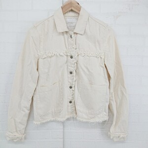 ◇ ZARA Trafaluc フリンジ 長袖 デニムジャケット サイズEUR M USA M MEX 28 オフホワイト系 レディース E