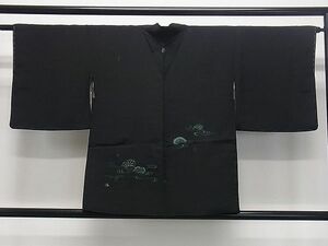 平和屋着物■羽織　刺繍　立波源氏車文　黒地　逸品　dy7576