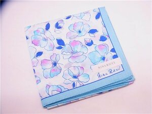 ◎ NINA RICCI ◎　ニナリッチ　ハンカチ　花柄　フラワー　ブルー系　◎保管品