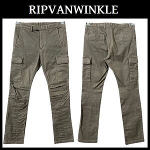 ■ 定価32,780円 名作 RIPVANWINKLE リップヴァンウィンクル 立体裁断 ストレッチ スリム ミリタリー カーゴ パンツ カーキ 3