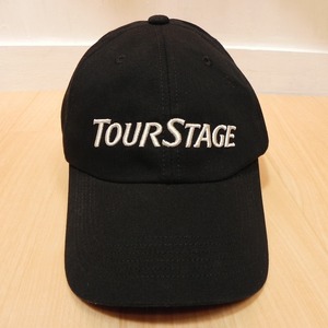 TOURSTAGE ツアーステージ ゴルフキャップ キャップ 帽子 黒 ブラック ゴルフウェア ブリヂストン フリーサイズ 中古 即決 ★h