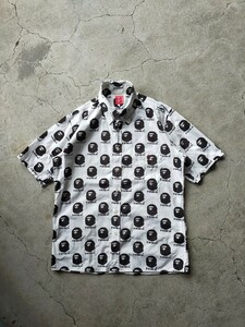 日本製【美品】A BATHING APE 半袖 ボタンダウンシャツ size-M エイプ 総柄 ベイプスタ BAPE UNDERCOVER GDEH G1950 90s 00s