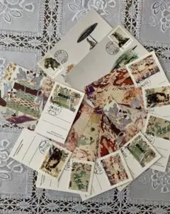 中国記念切手、切手付き封筒、絵葉書　19枚
