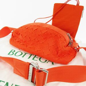 ボッテガヴェネタ BOTTEGA 現行 イントレチャート ウェビング素材 オレンジ 666850 V0P51 7705 ポーチ付き ベルト クロスボディ ショルダー