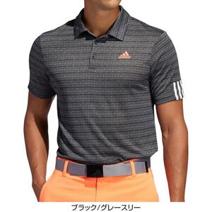 アディダス adidas メランジジャカード 半袖ポロシャツ Lサイズ 黒 定価8789円 ゴルフウェア