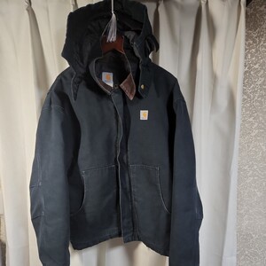 Carhartt　カーハート　ジャケット　ダック地　古着　フード取り外し可能　黒色　ブラック　ワークジャケット　ブルゾン