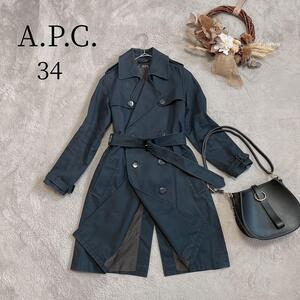 【A.P.C.】 アーペーセー ( 34 ) S トレンチコート アウター ルーマニア製 スプリングコート ジャケット オフィス フォーマル 就活